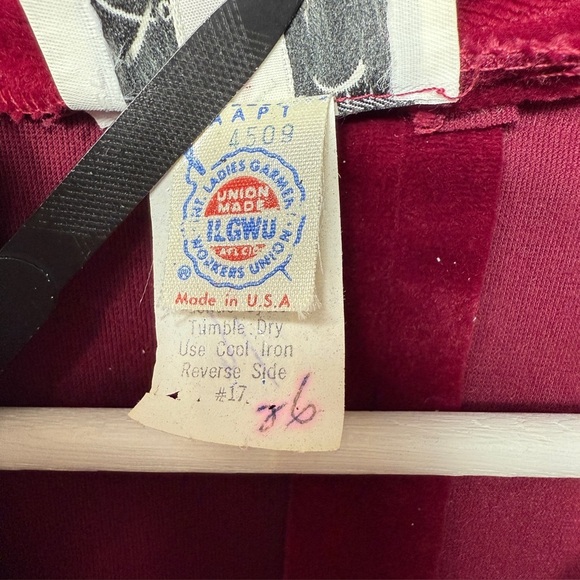 VTG 50s Jonathan Logan Velvet Dress Red Party Belt SZ 13/14 L Maxi Holiday Class - Picture 4 of 11